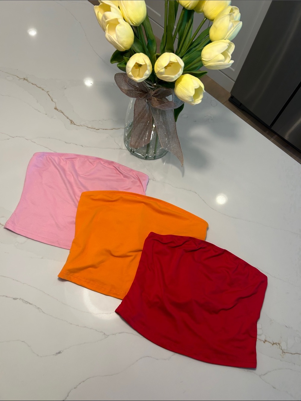 SHEIN BASICS Solid Crop Tube Top Bundle - M